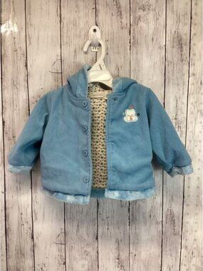 First Moments Baby Girl Fleece Hoddy Jacket Button Down Sweater Blue size 6-9M